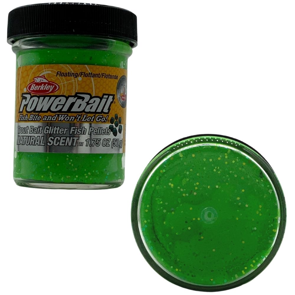 Berkley PowerBait Natural Sinking - Lime Green Glitter