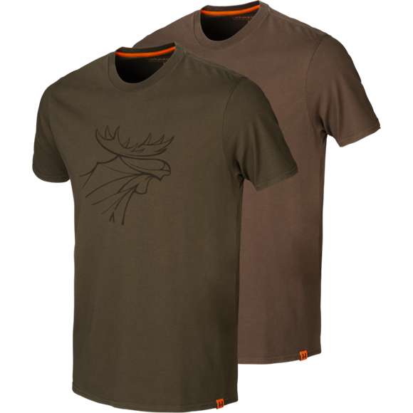 Härkila graphic t-shirt 2-pack - Herre - Willow green/Slate brown