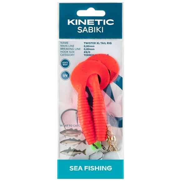 Kinetic Sabiki Twister XL Tail Rig - Orange