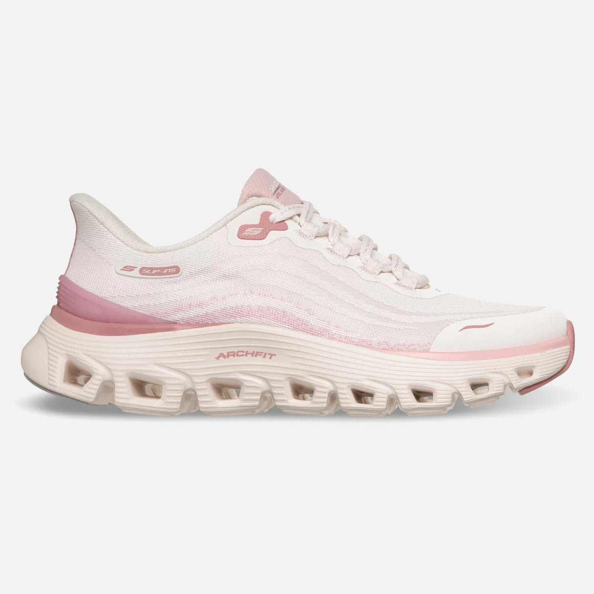 Skechers Slip-ins: Arch Fit Glide-Step Wave Sko - Dame - Natural/Pink