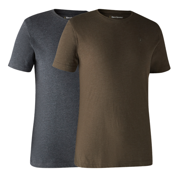 Deerhunter Basis 2-pak T-shirt - Herre - Brown Leaf Melange