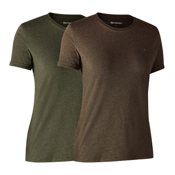 Deerhunter Ladies Basis 2-pak T-shirt - Dame - Adventure Green/Brown