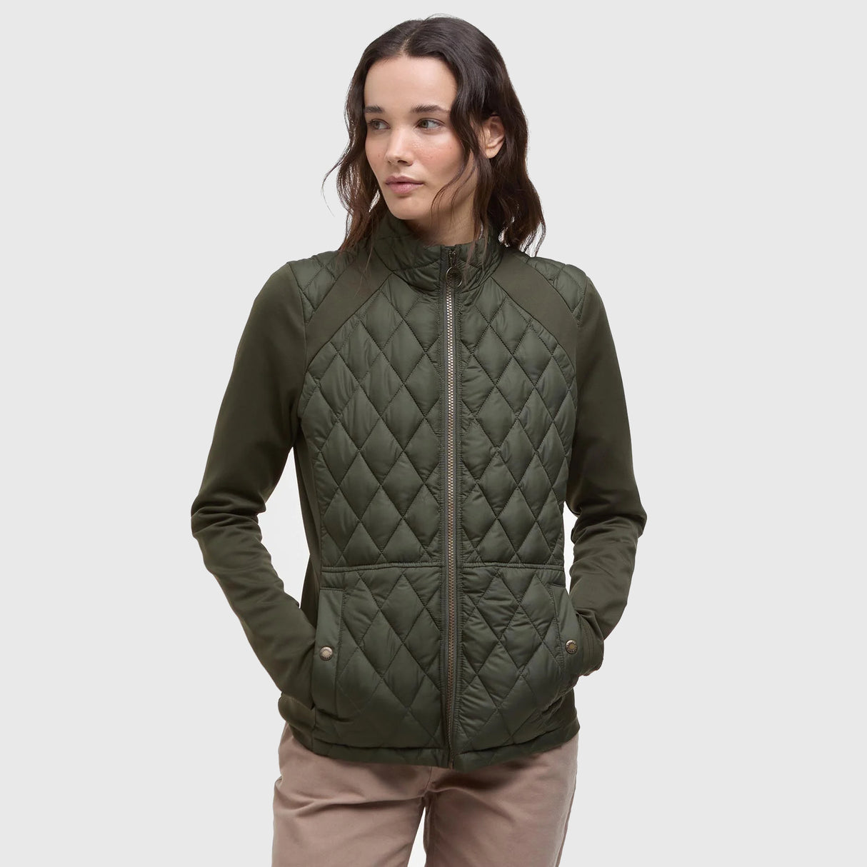 Barbour Edda Quilted Sweatshirt - Dame - Olive