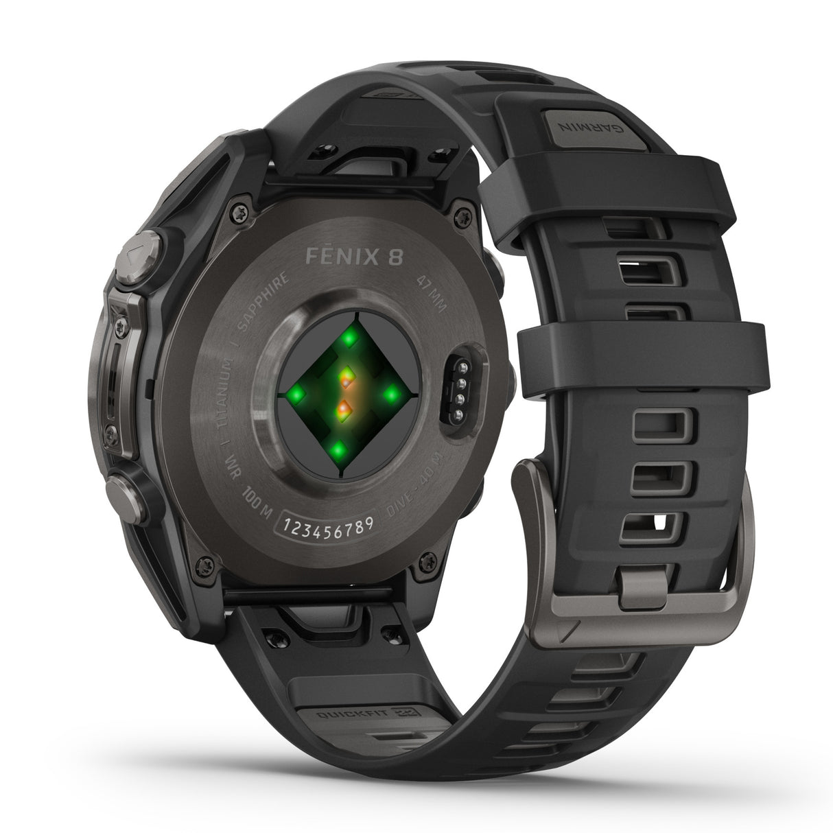 Garmin Fenix 8 Sapphire Smartwatch - AMOLED - 47 mm - Carbon Grey Titanium/Black/Pebble Grey