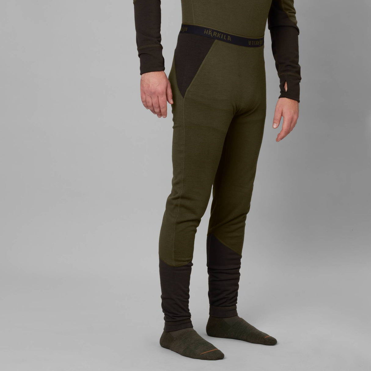 Härkila Base Warm Long Johns - Herre - Willow green/Shadow brown