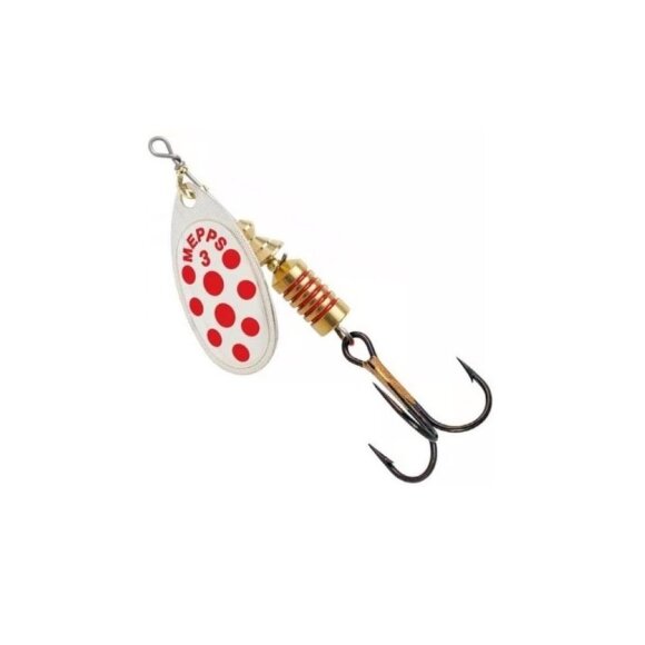 Mepps Aglia Decroree Spinner - Silver/Red Dots