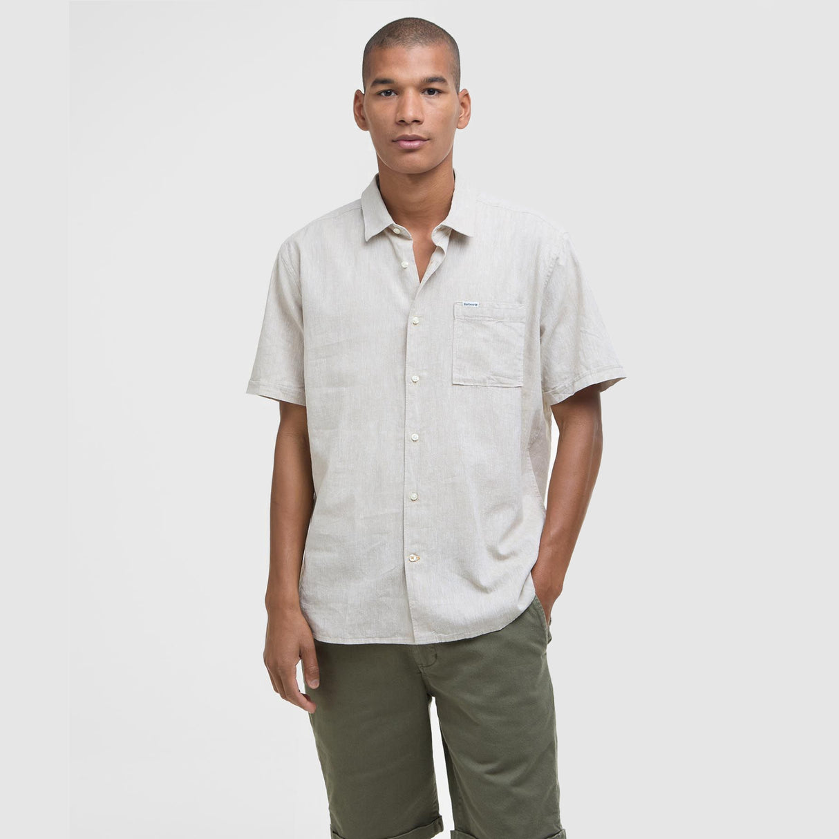 Barbour Nelson S/S Summer Skjorte - Herre - Stone