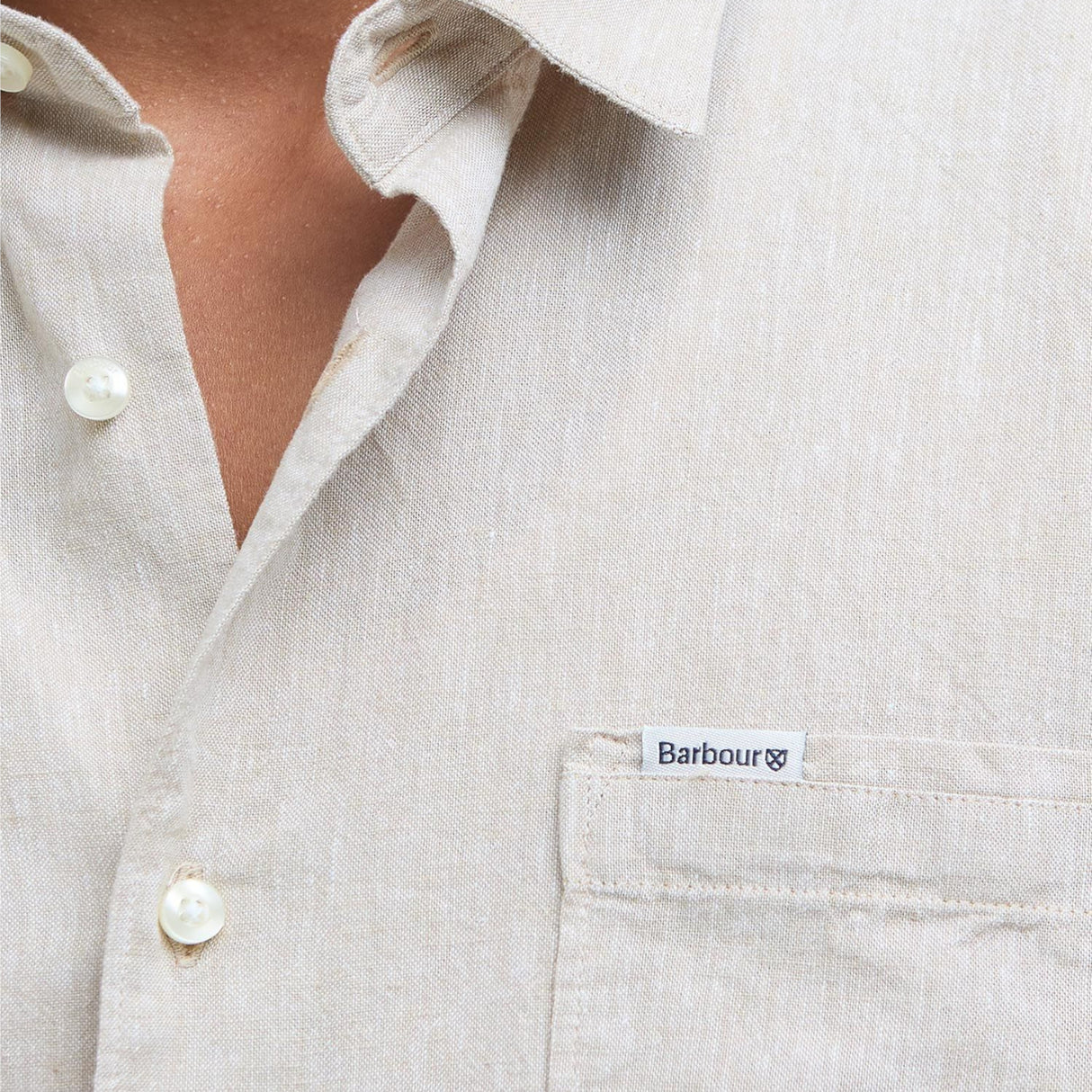 Barbour Nelson S/S Summer Skjorte - Herre - Stone