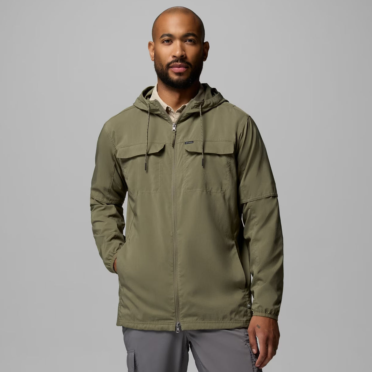 Columbia Skien Valley Hooded L/S Skjortejakke - Herre - Stone Green