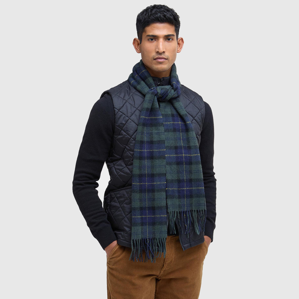 Barbour Tartan Lambswool Tørklæde - Unisex - Olive Night