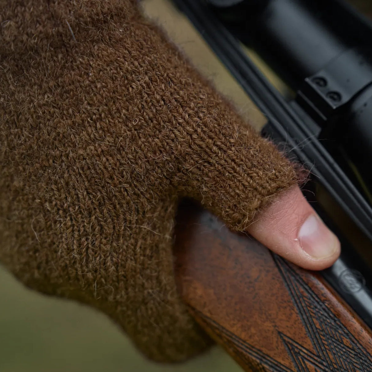 Härkila Alpacka Half Finger Handske - Unisex - Pinecone Brown