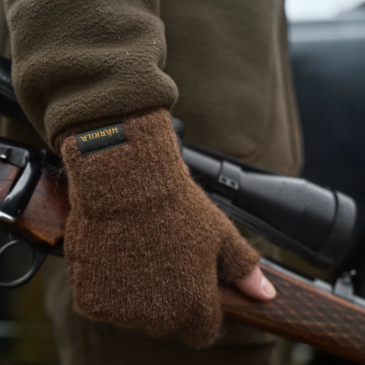 Härkila Alpacka Half Finger Handske - Unisex - Pinecone Brown