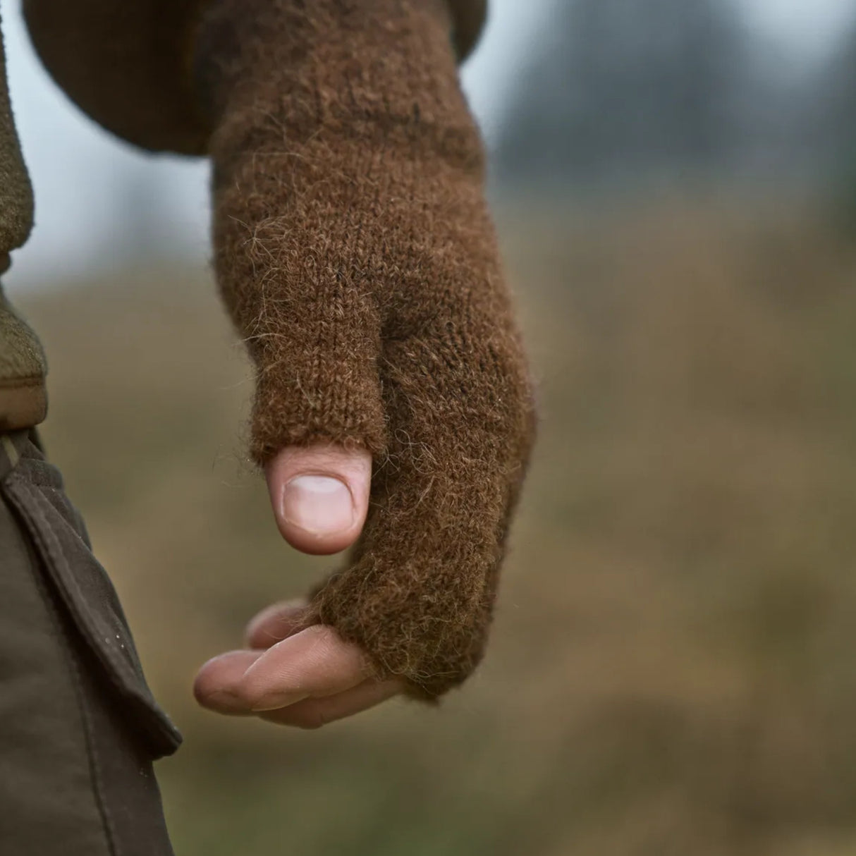 Härkila Alpacka Half Finger Handske - Unisex - Pinecone Brown
