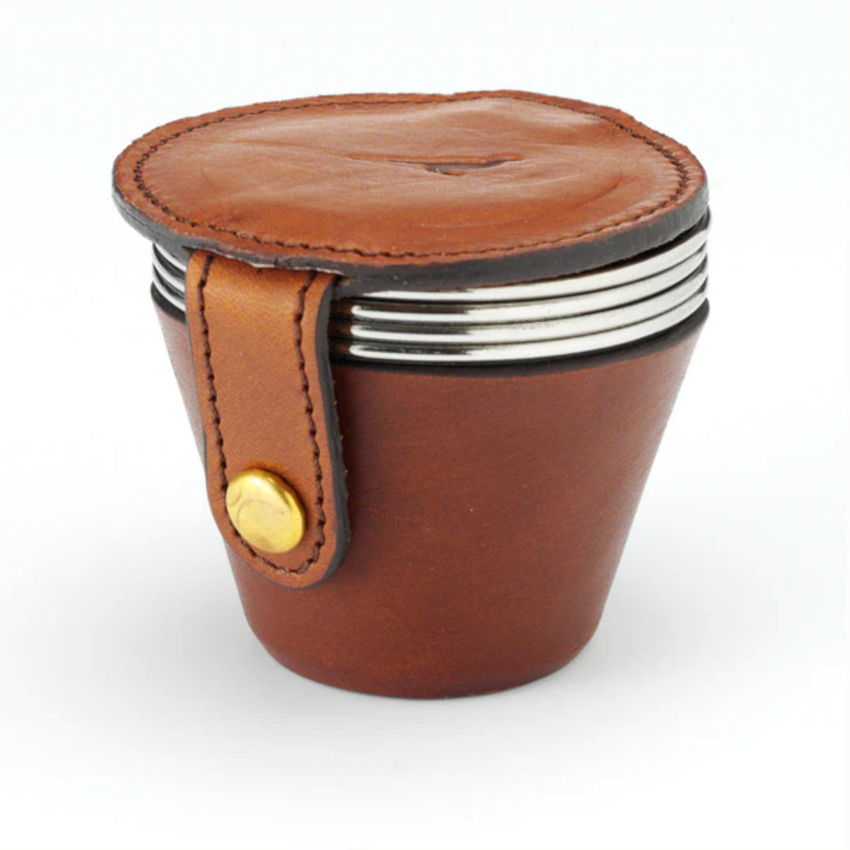 Laksen 4 kopper i Læderholder - Chocolate
