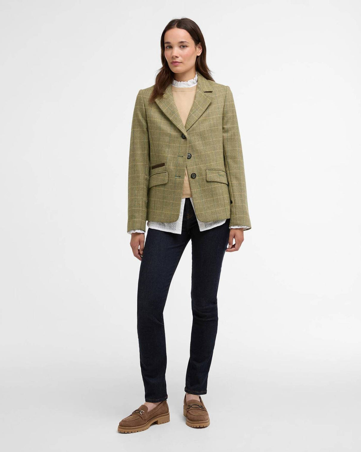Barbour Lupin Tailored Uldjakke - Dame - Light Olive Check