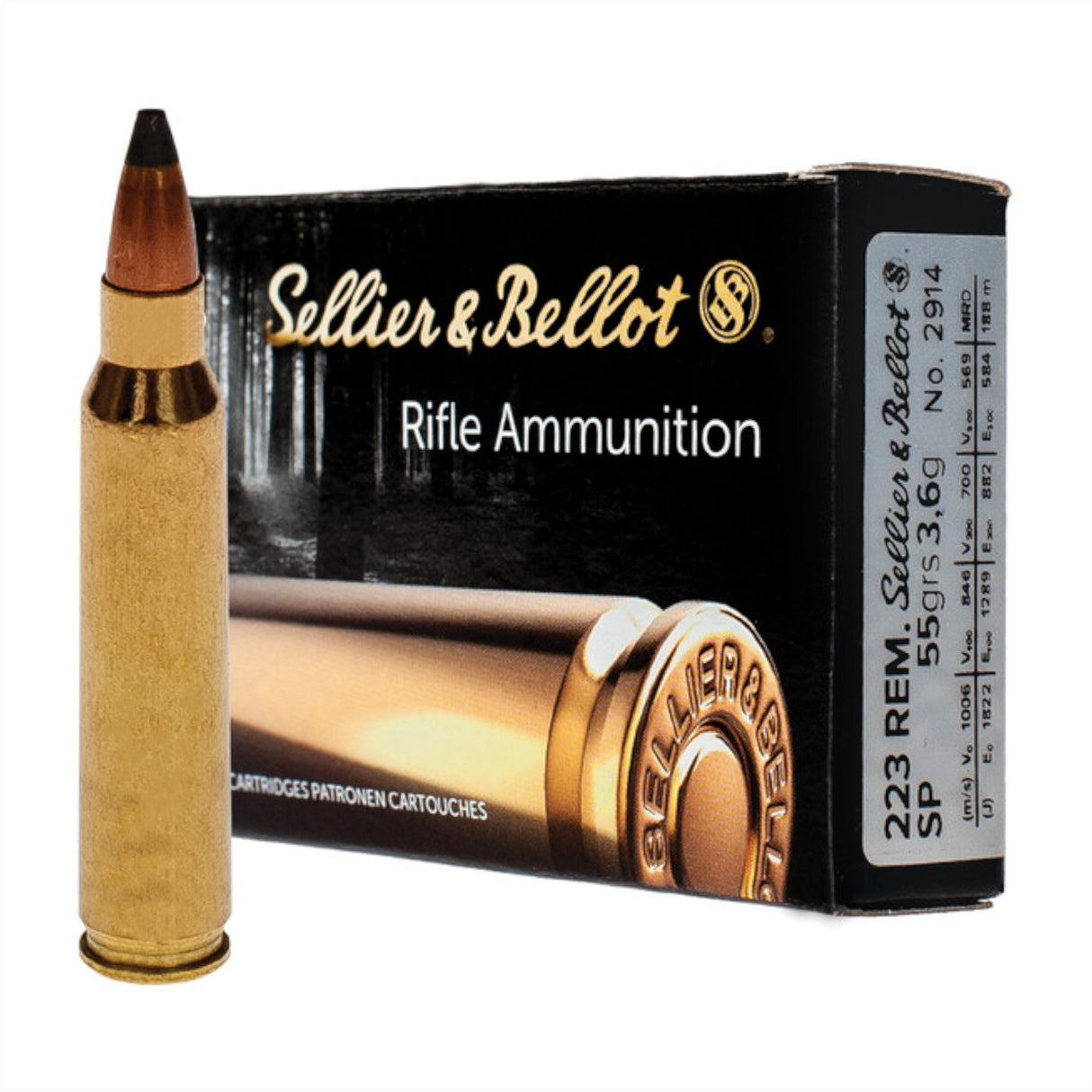 Sellier & Bellot FMJ Træningspatroner - 100 stk - Kal. 223 Rem.