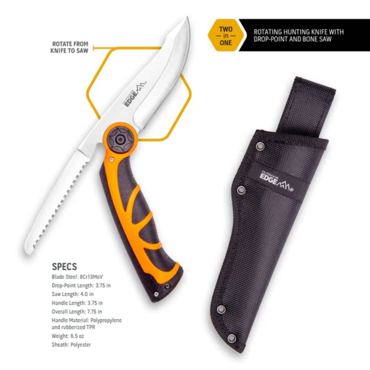 Outdoor Edge SwingHunter Kniv med bensav - Orange/Sort