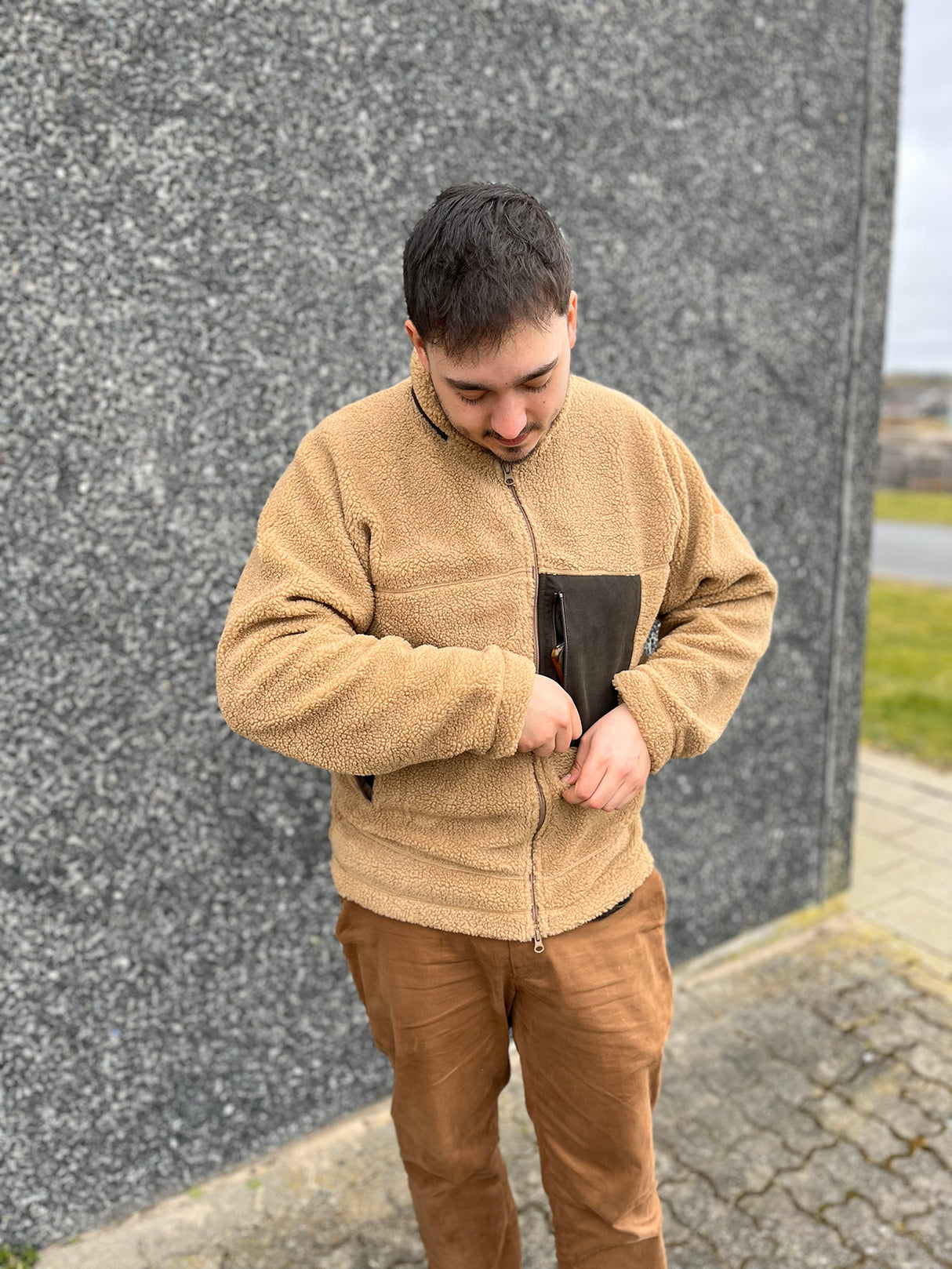 Laksen Teddy Fleece Jakke - Herre - Camel