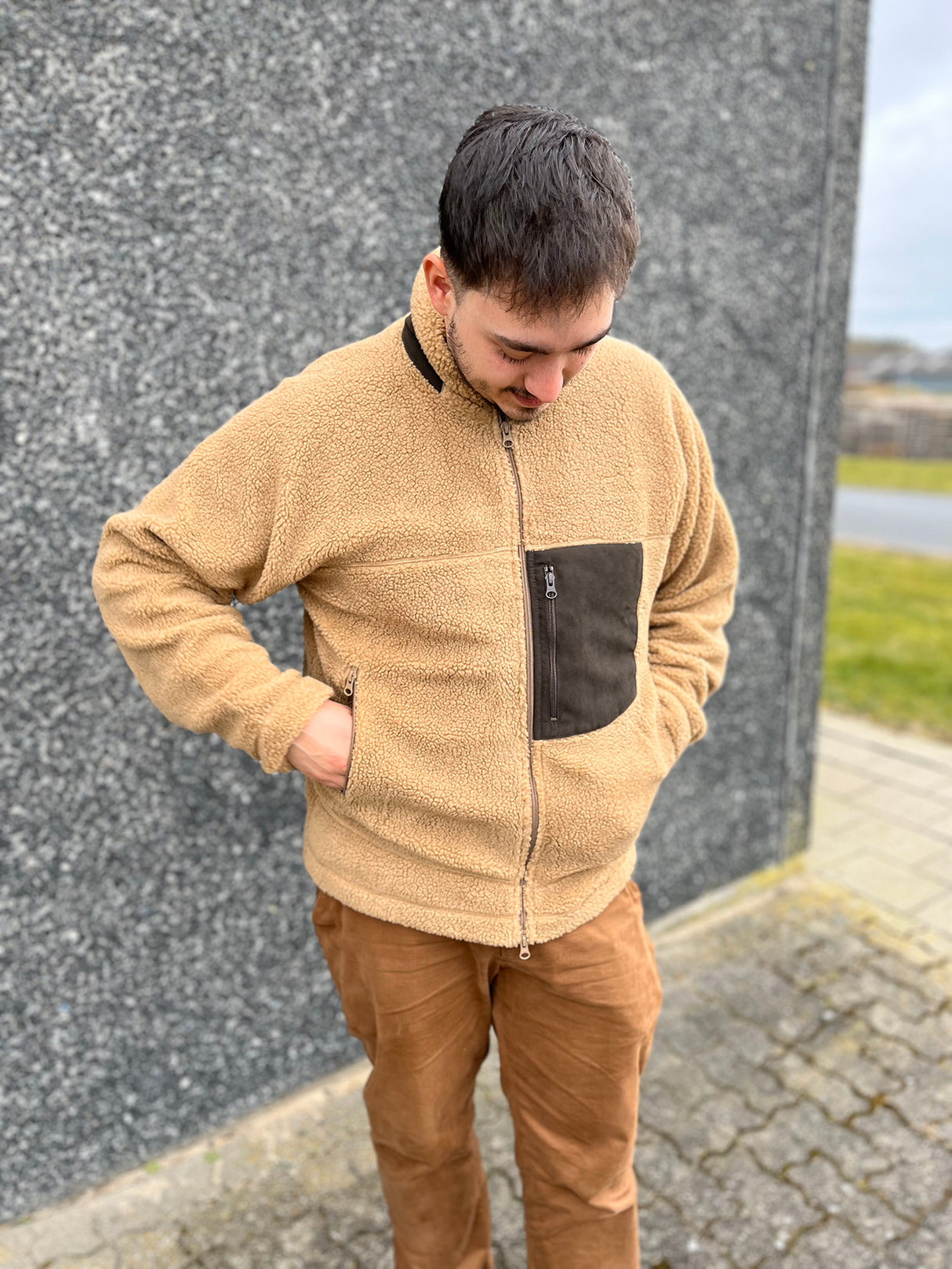 Laksen Teddy Fleece Jakke - Herre - Camel