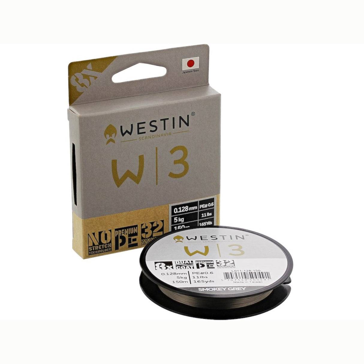 Westin W3 8-Braid Fletline - 150 m - Smokey Grey