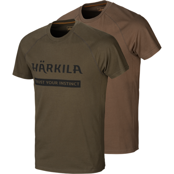 Härkila logo t-shirt 2-pack - Herre - Willow green/Slate brown