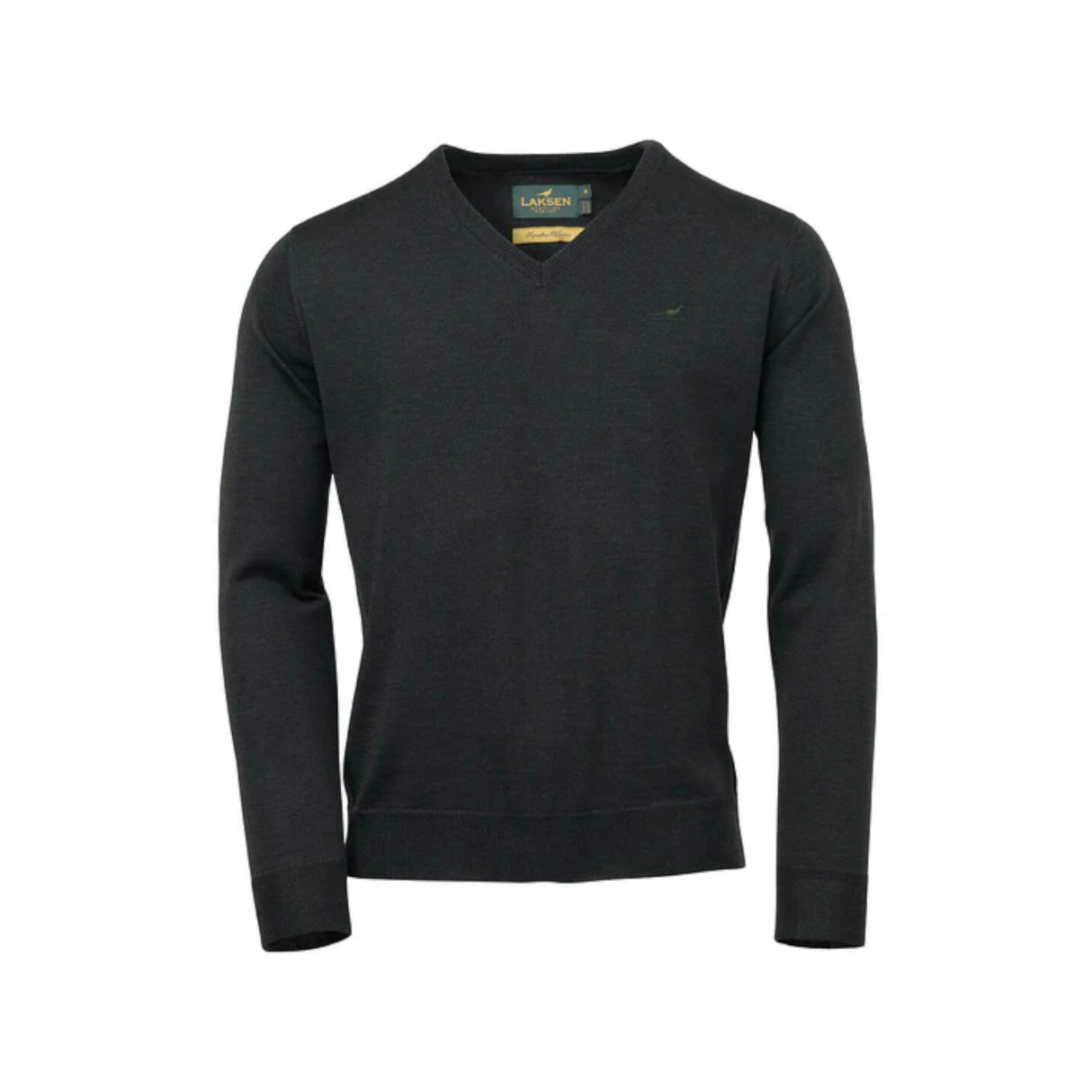 Laksen Sussex V-Neck Merino Strik - Herre - Olive
