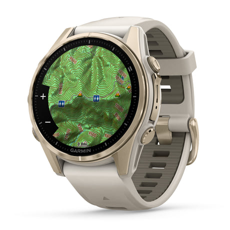 Garmin Fenix 8 Sapphire Smartwatch - AMOLED - 43 mm - Soft Gold/Fog Grey/Dark Sandstone