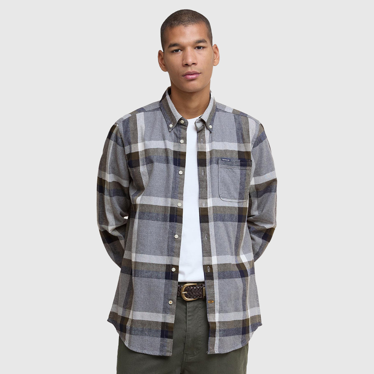 Barbour Folley Tailored Fit Skjorte - Herre - Light Grey Marl