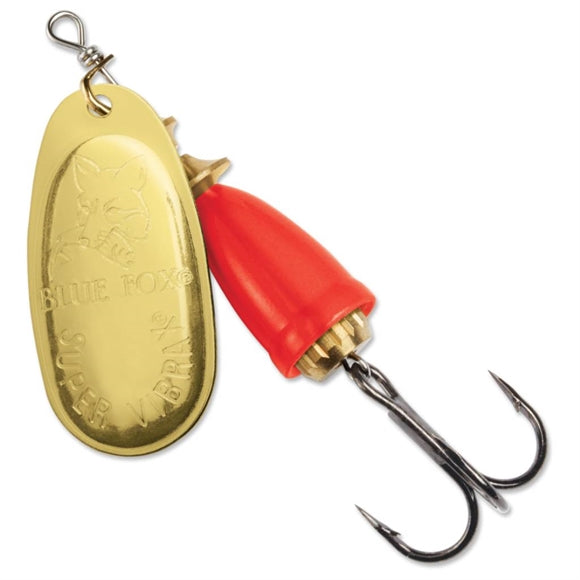 Rapala Blue Fox Vibrax Fluorescent Spinner - Golden Flourescent Red