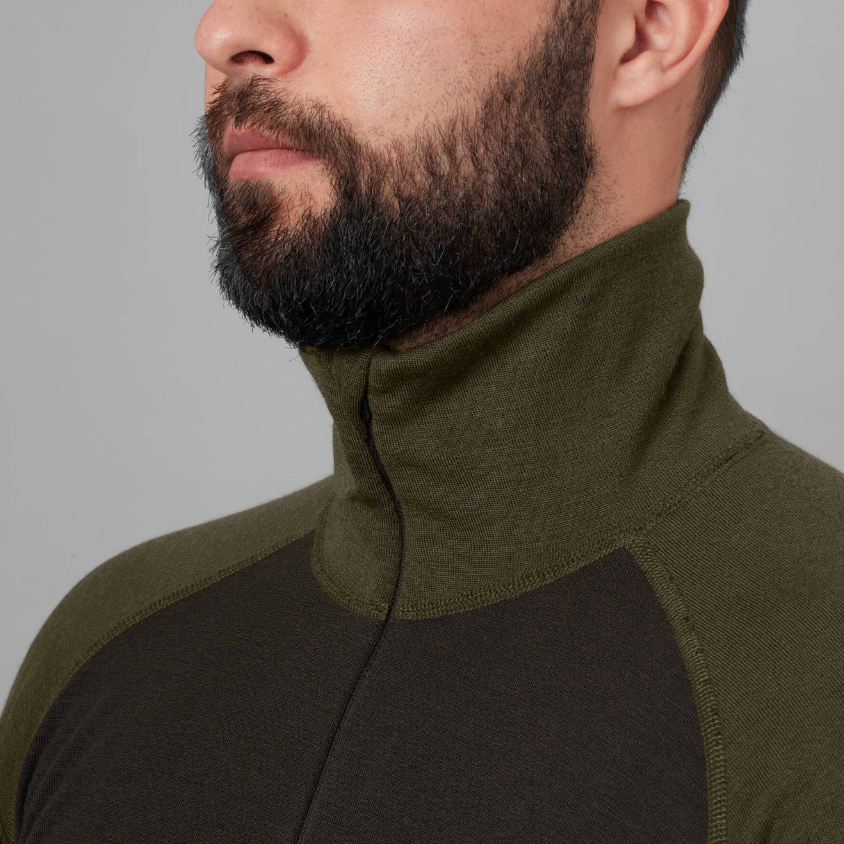 Härkila Base Warm zip neck - Herre undertrøje - Willow green/Shadow brown