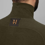 Härkila Base Warm zip neck - Herre undertrøje - Willow green/Shadow brown