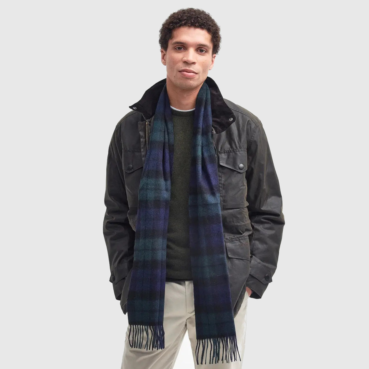 Barbour New Check Tartan Halstørklæde - Unisex - Black Wash