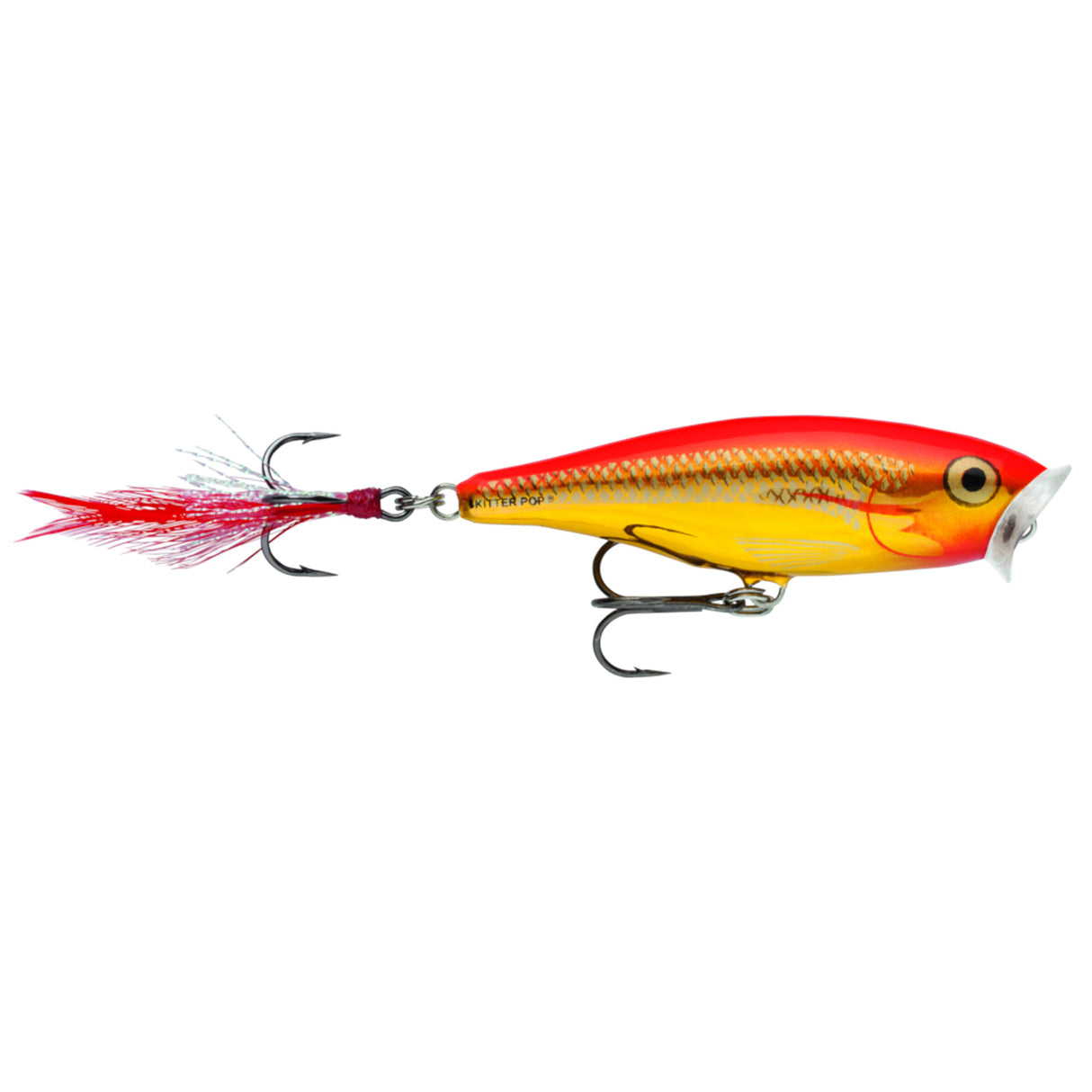 Rapala Skitter Pop - Steel Gold Fluorescent Red
