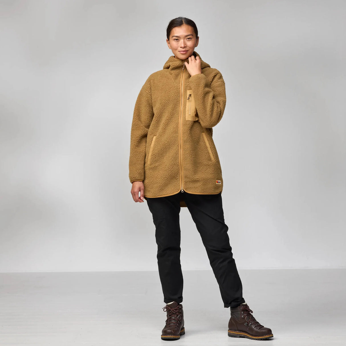 Fjällräven Vardag W Pile Fleece Long - Dame - Black Oak