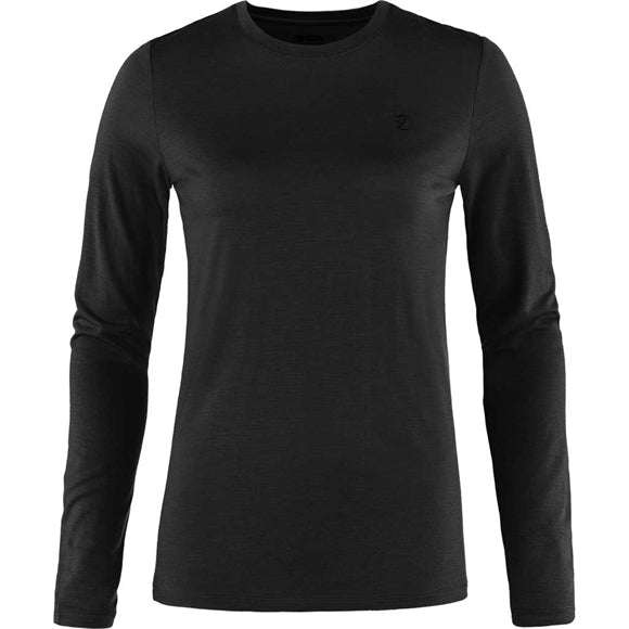 Fjällräven Abisko Wool LS W Top - Dame - Sort