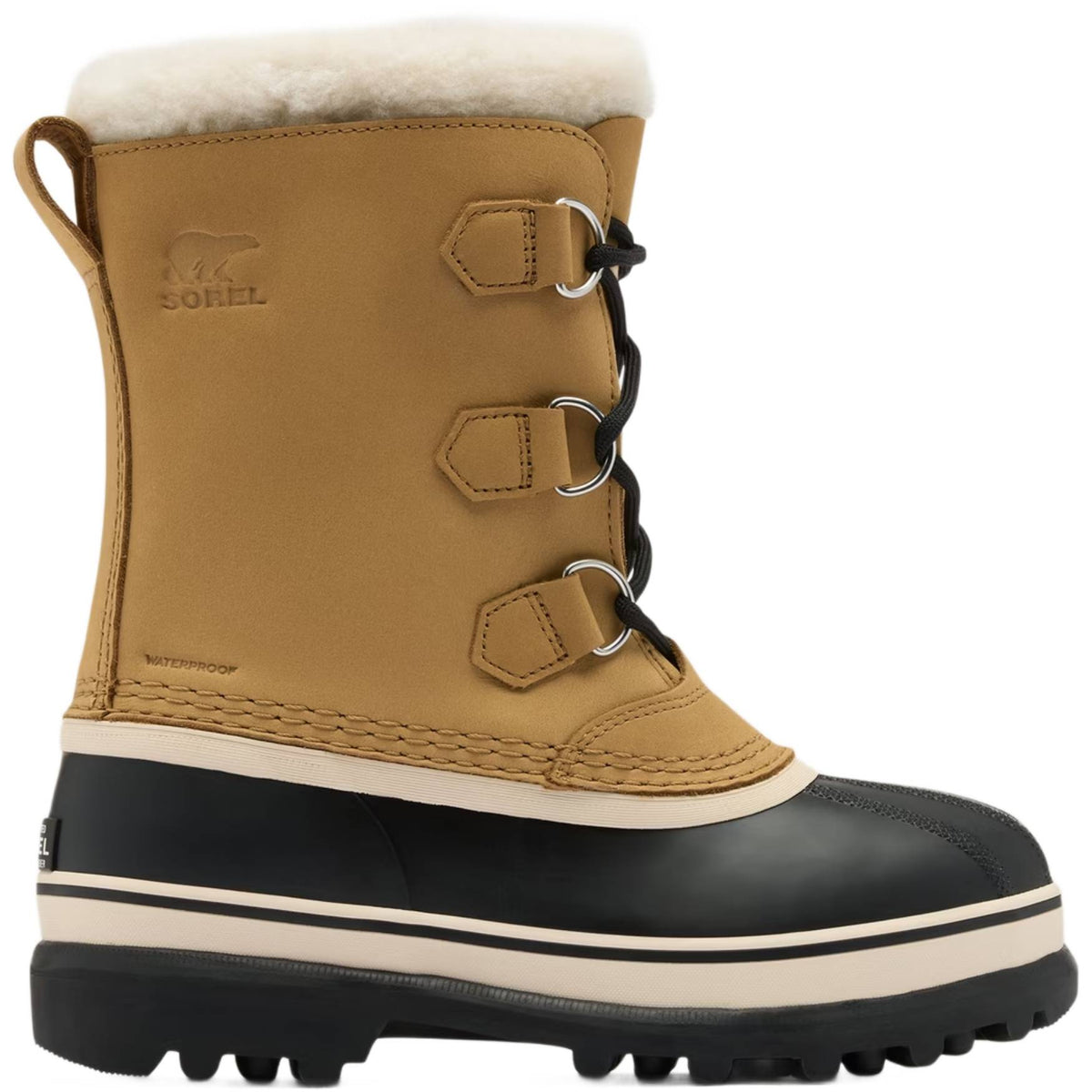 Sorel Big Kids Caribou™ WP Vinterstøvle - Børn - Caribou Buff/Black