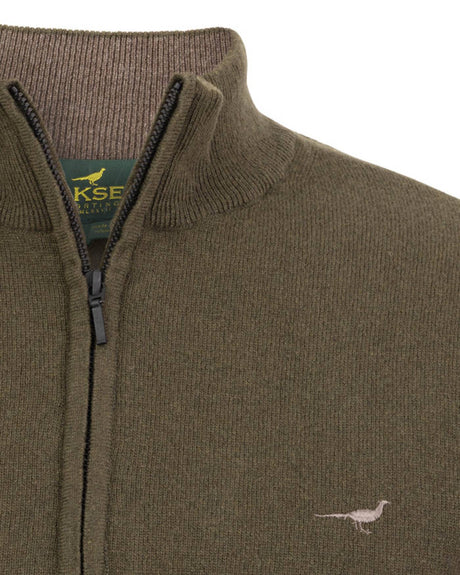 Laksen Brompton Zip Neck Strik - Herre - Olive