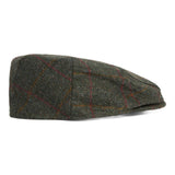 Barbour Crief Flat Cap - Olive/Red Overcheck