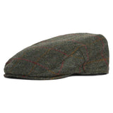 Barbour Crief Flat Cap - Olive/Red Overcheck