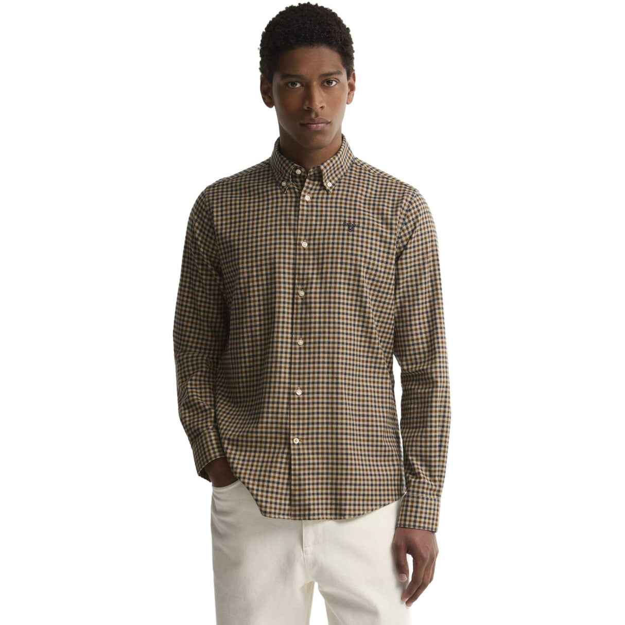 Barbour Finkle Tailored Gingham Skjorte - Herre - Dark Sand