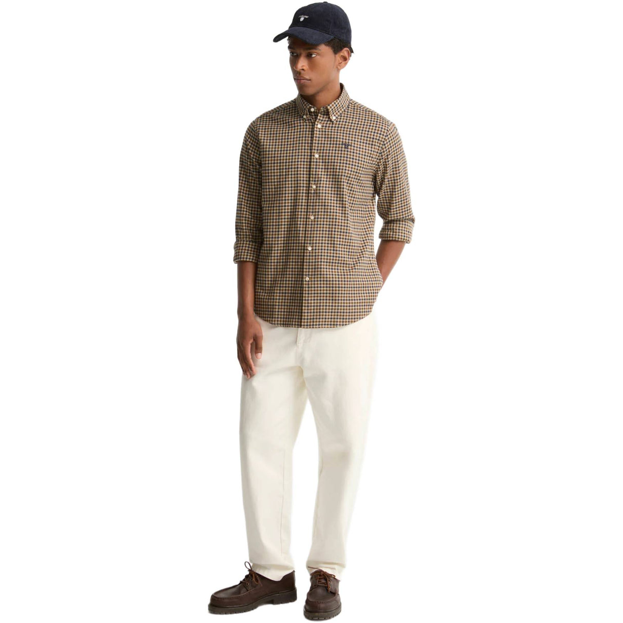 Barbour Finkle Tailored Gingham Skjorte - Herre - Dark Sand