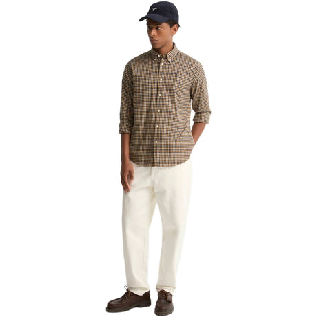 Barbour Finkle Tailored Gingham Skjorte - Herre - Dark Sand