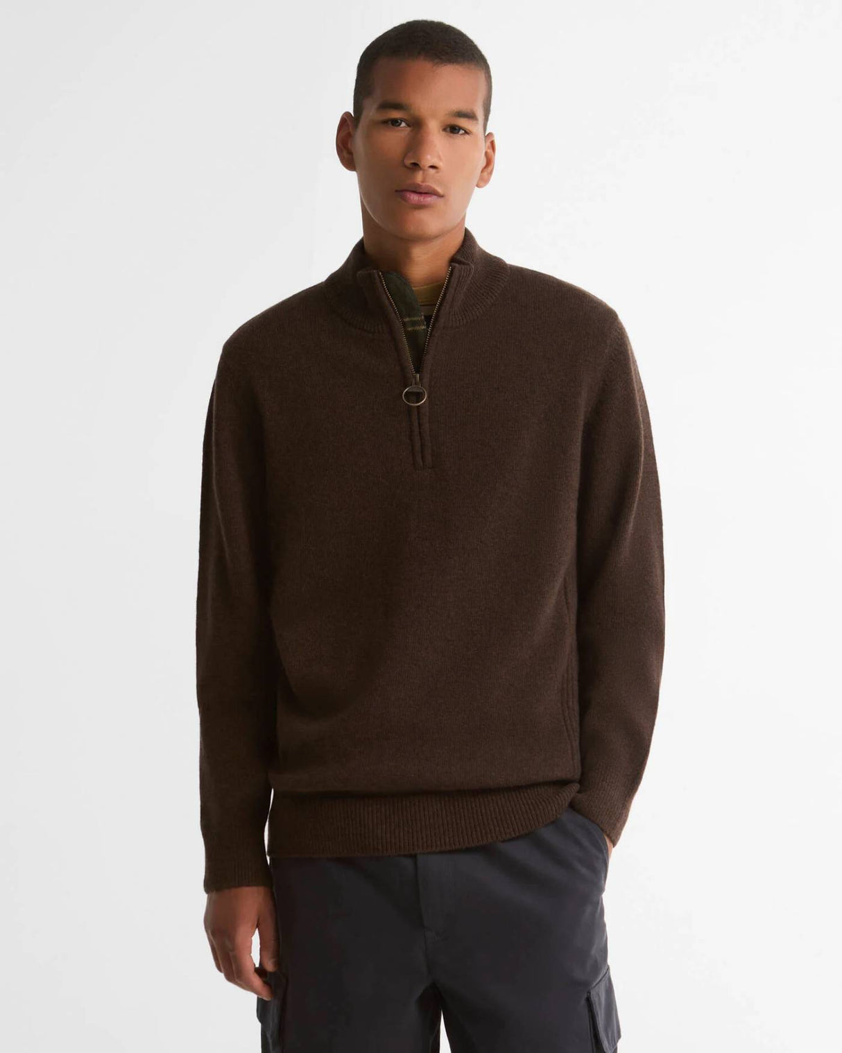 Barbour Holden Half Zip Strik - Herre - Dark Oak