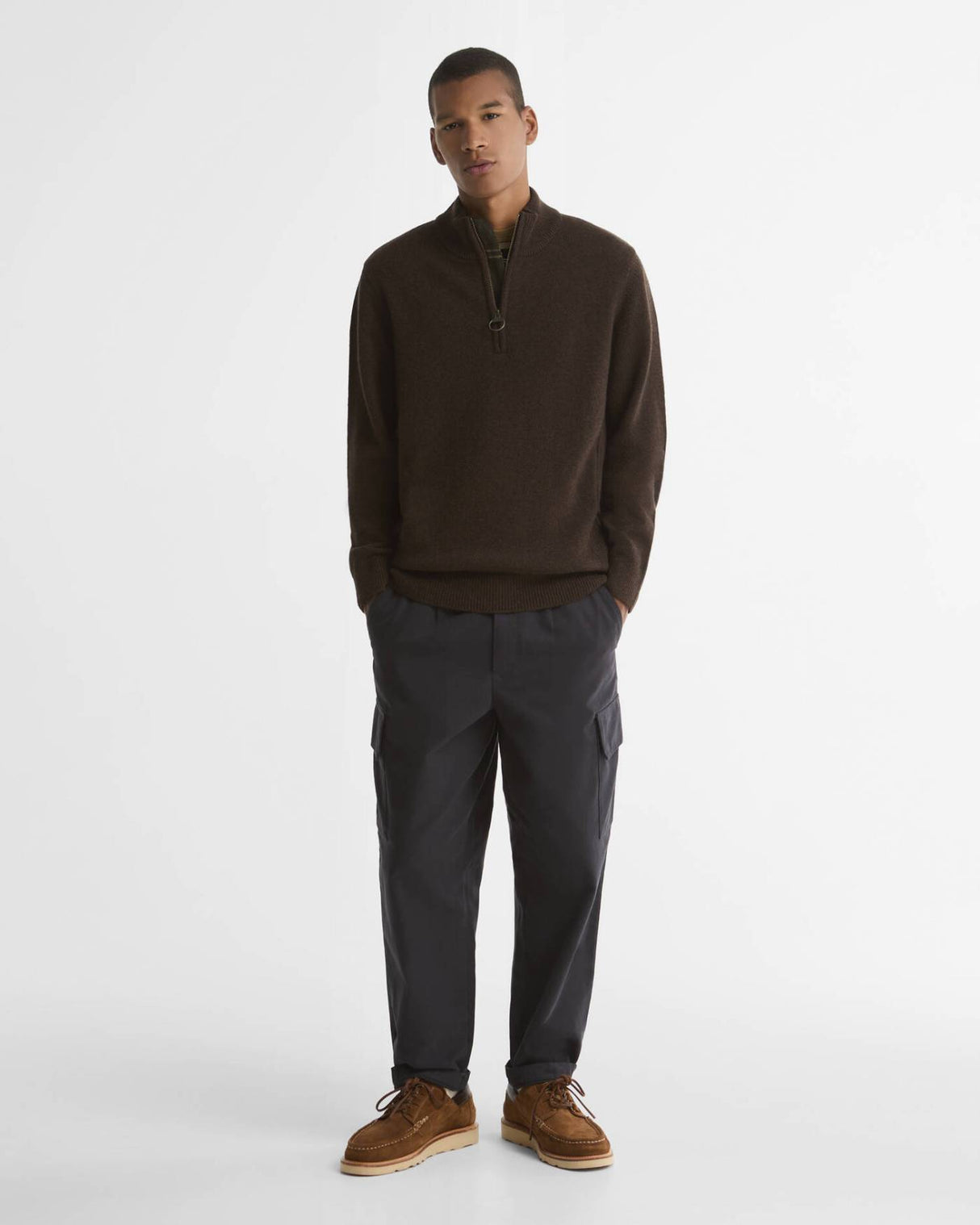 Barbour Holden Half Zip Strik - Herre - Dark Oak