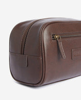 Barbour Læder Washbag Toilettaske - Dark Brown