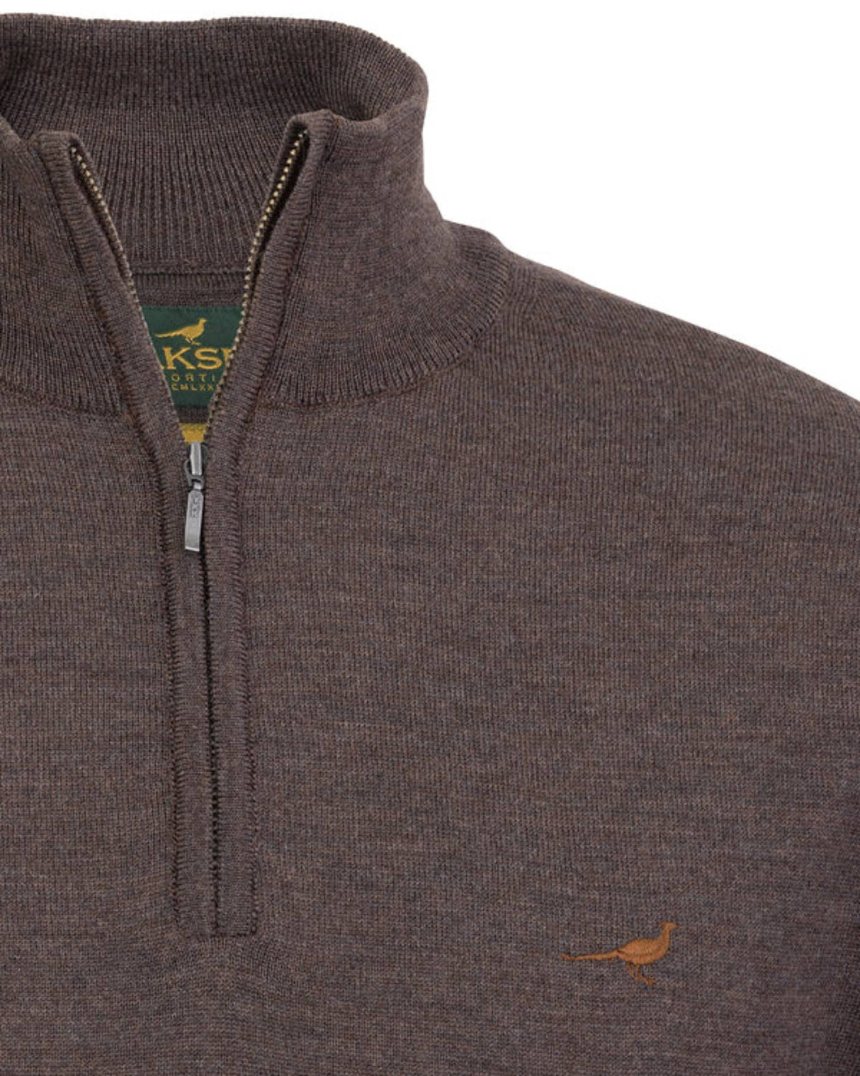 Laksen Norfolk Zip-neck Strik - Herre - Chocolate