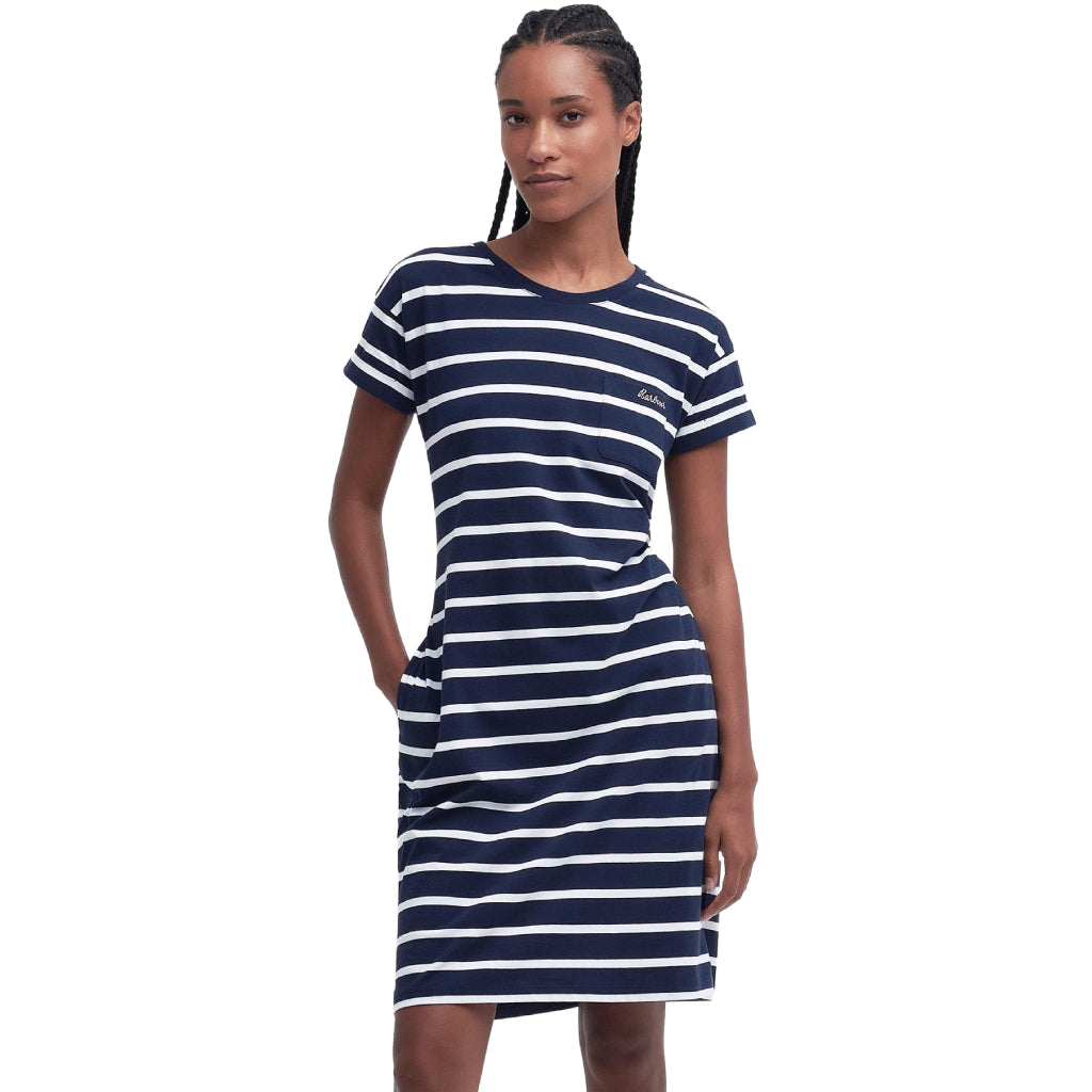 Barbour Otterburn Midi Kjole - Dame - Navy/White