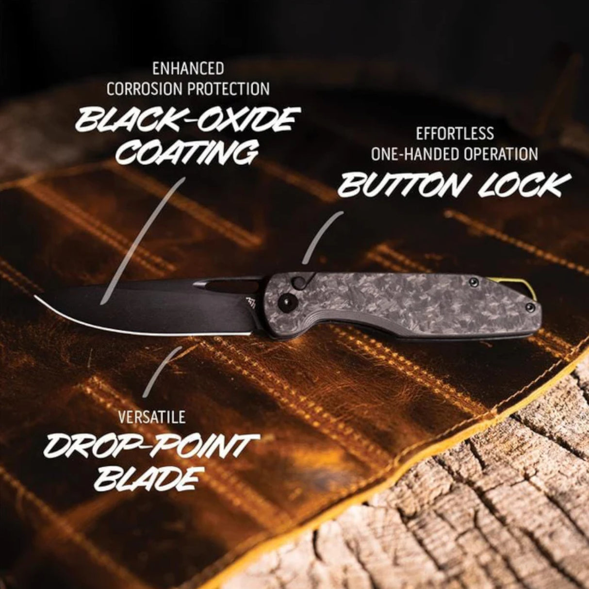 Outdoor Edge Kaytan Foldekniv - Solid Carbon