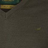 Laksen Sussex V-Neck Merino Strik - Herre - Olive